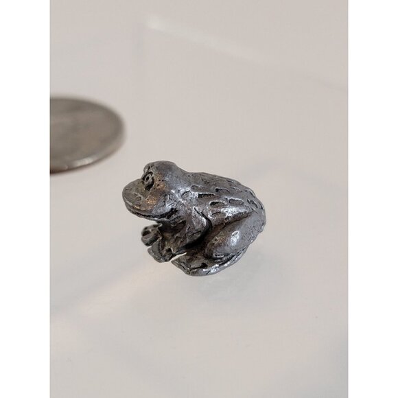 Vtg Michael Ricker? Bartlett Pewter Frog Miniature Figure Small 0.5" Size - Picture 2 of 7